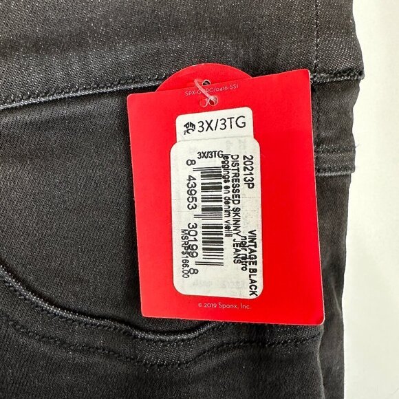 NWT Spanx Black High Rise Distressed Shaping Skinny Ankle Jeans 3X - Picture 4 of 6